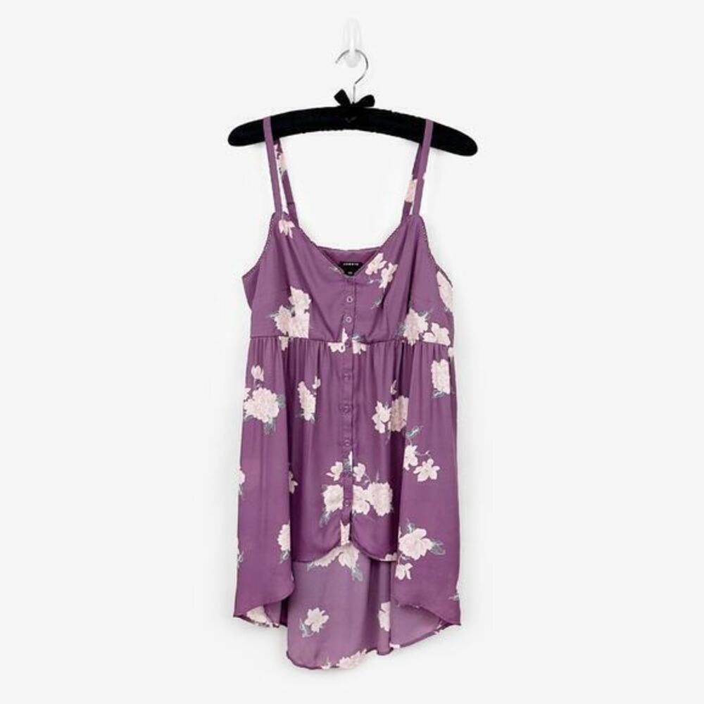 Torrid Lexie Georgette Babydoll Cami Size M Purple Floral Flowy Boho Cottage‎